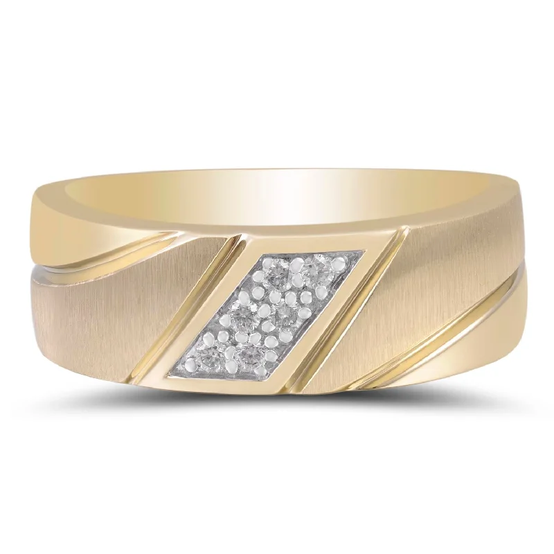 Stackable Rings for Women-1/10 CTW Diamond Wedding Ring in 10KT Yellow Gold