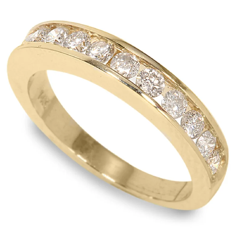 Custom Titanium Ring-1/2 CTW Diamond Wedding Ring in 14KT Yellow Gold