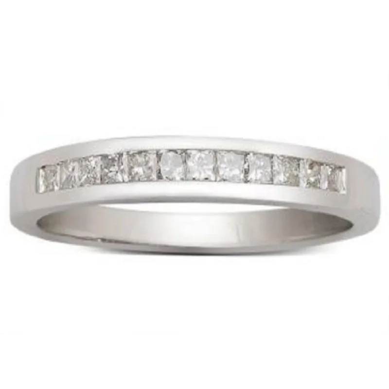 Diamond Ring with Matching Band-1/4 CTW Diamond Wedding Ring in 14KT White Gold