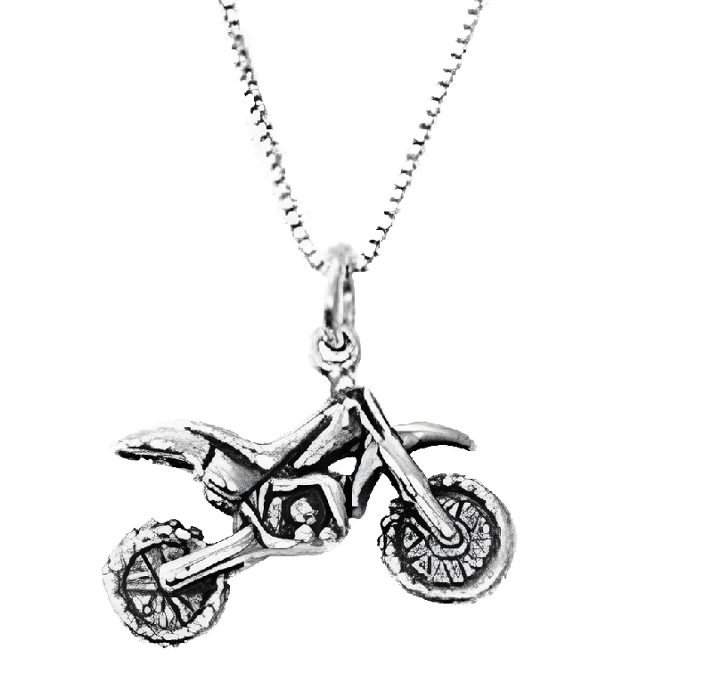 Diamond Pendant Necklace-Sterling Silver Motorcycle Necklace