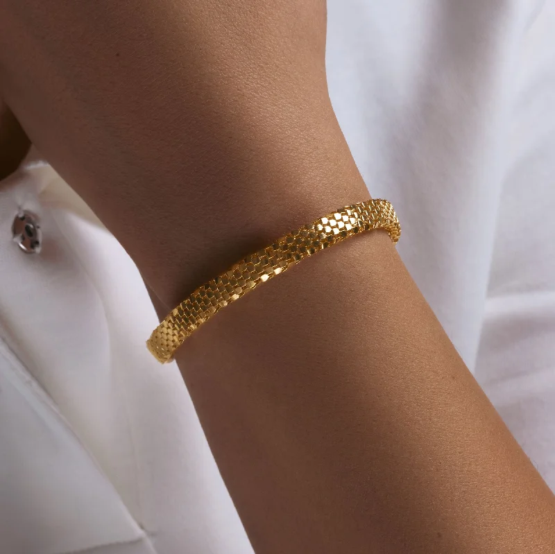 Adjustable Gold Bracelet-Gold Plated 925 Sterling Silver Italian Snake Scale Bracelet - ITB00059GP