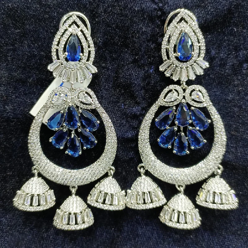 Twisted Hoop Earrings-Jain Jewellers Silver Plated AD Dangler Earrings