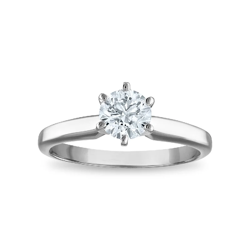 Unique Gemstone Ring-Signature Certificate EcoLove 1 1/4 CTW Round Lab Grown Diamond Solitaire Engagement Ring in 14KT White Gold