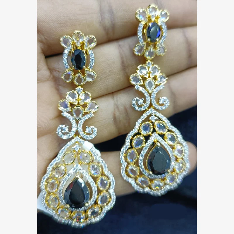 Layered Gold Earrings-Jain Jewellers Gold Plated Ad Stone Dangler Earrings