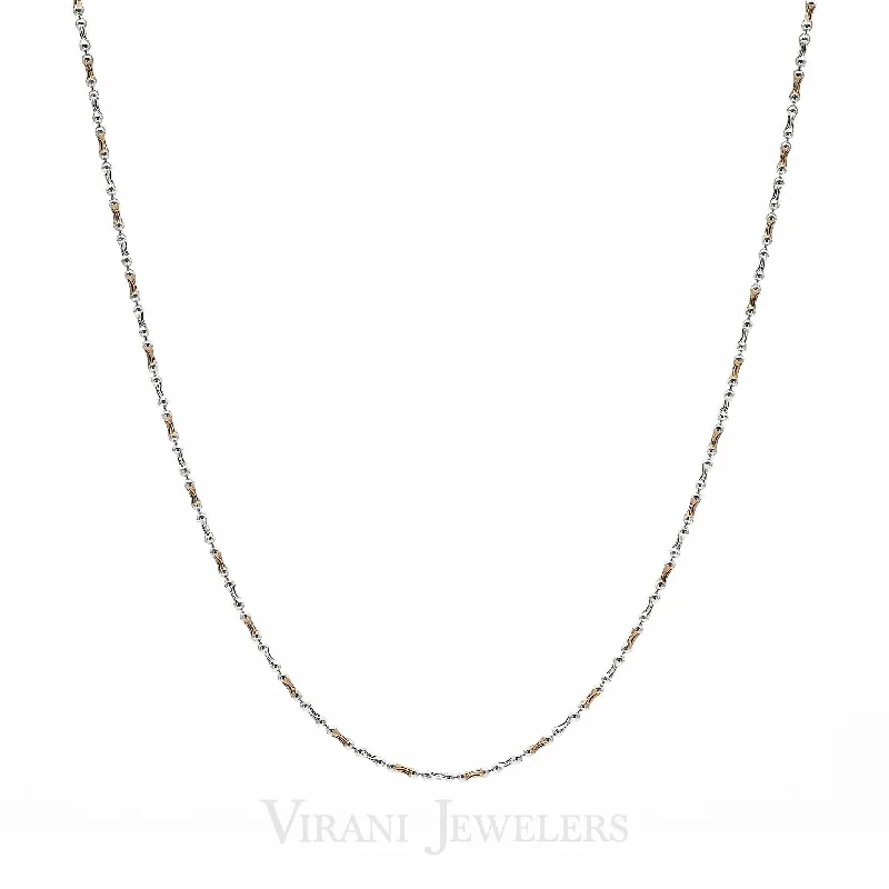 Crystal Pendant Necklace-22k Yellow & White Gold Bone Link Gold Chain Necklace