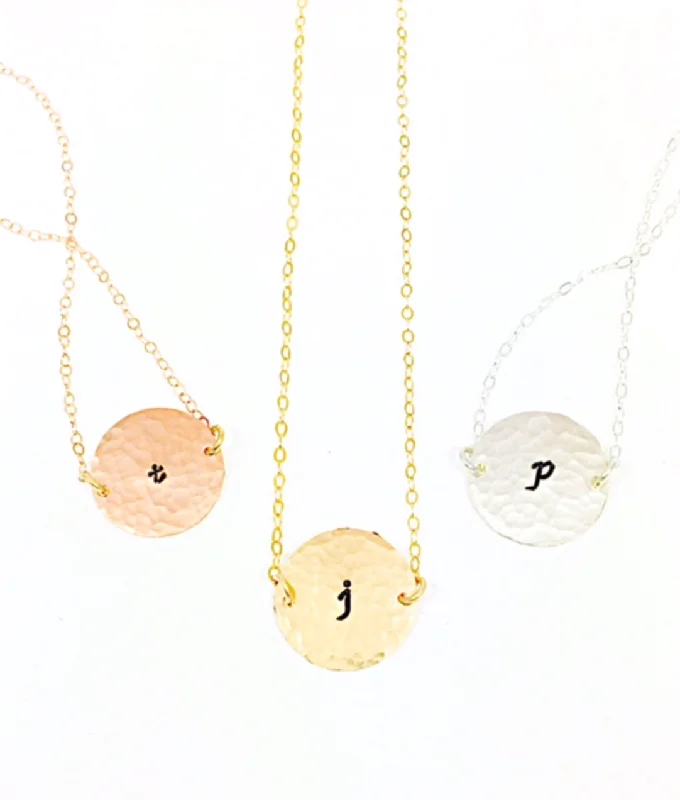 Unique Design Necklace-Round Initial Necklace