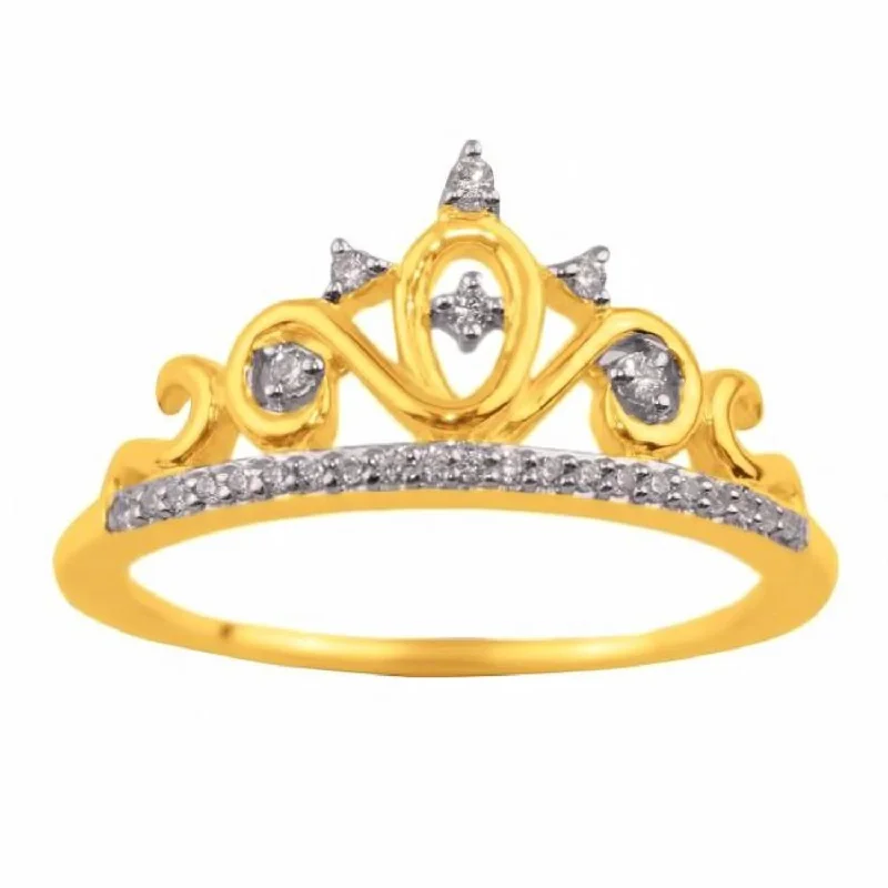 Stackable Rings for Women-1/10 CTW Diamond Tiara Crown Ring in 10KT Yellow Gold