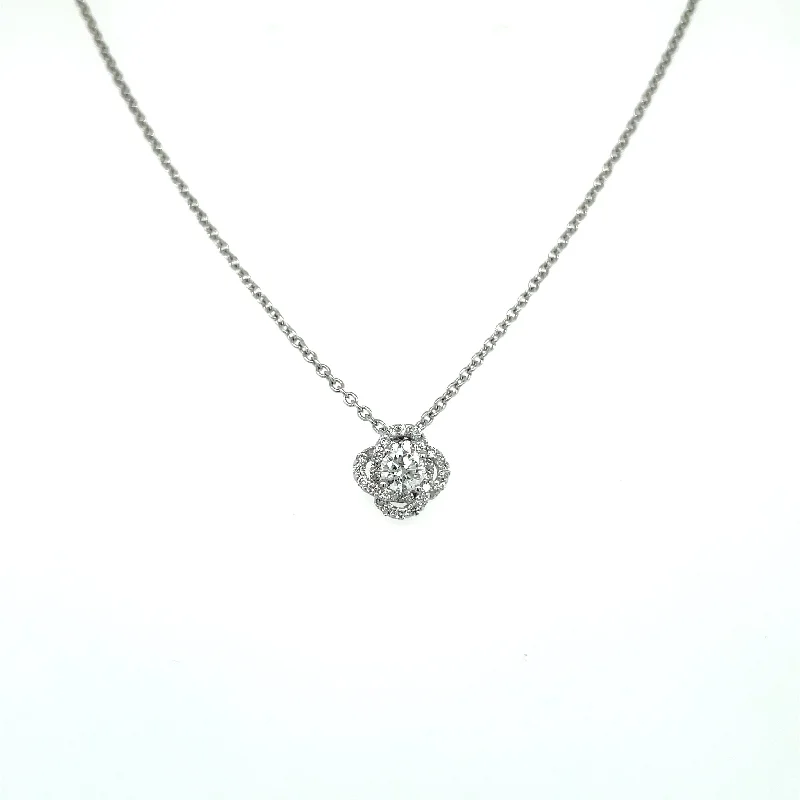 Bar Pendant Necklace-Lady's White 18 Karat Necklace with Diamonds