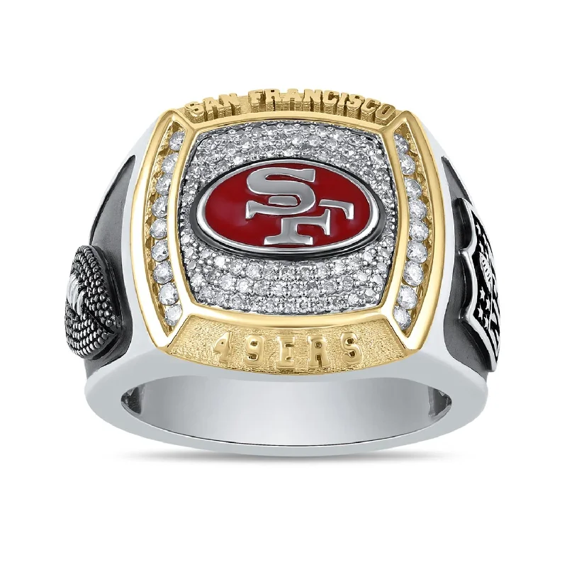 Personalized Couples Ring-True Fans Fine Jewelry San Francisco 49ers 1/2 CTW Diamond Ring in Sterling Silver