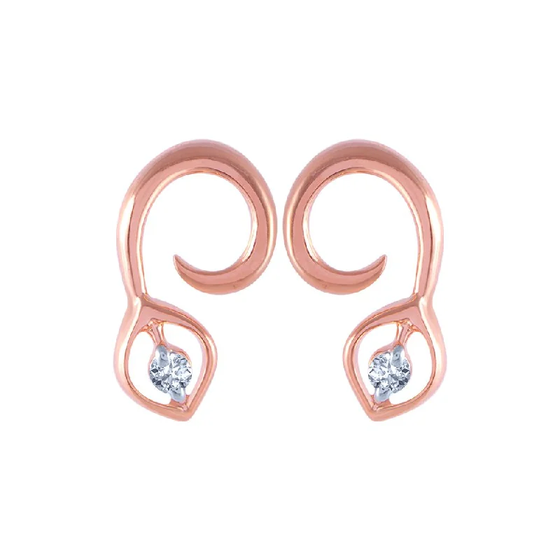 Creative Hoop Earrings-14k (585) Rose Gold And Diamond Stud Earrings For Women