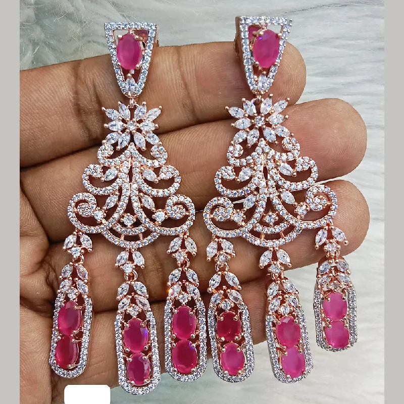 Floral Earrings-Jain Jewellers Rose Gold Plated AD Dangler Earrings