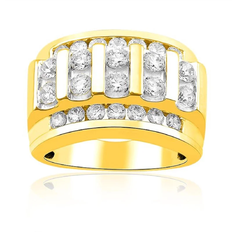 Gold Wedding Ring with Engraving-3 CTW Diamond Ring in 10KT Yellow Gold