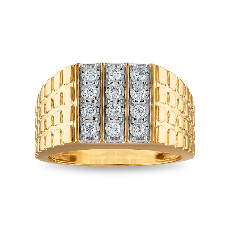 Platinum Wedding Ring-1/3 CTW Diamond Nugget Ring in 10KT Yellow Gold