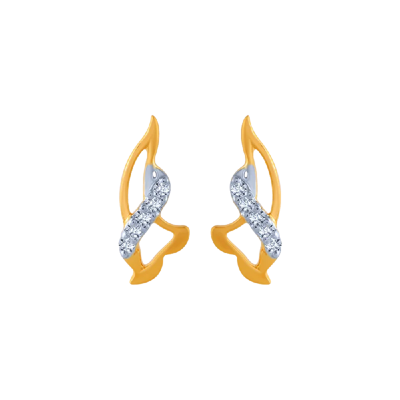 Acrylic Earrings-14KT (585) Yellow Gold And Diamond Stud Earrings For Women