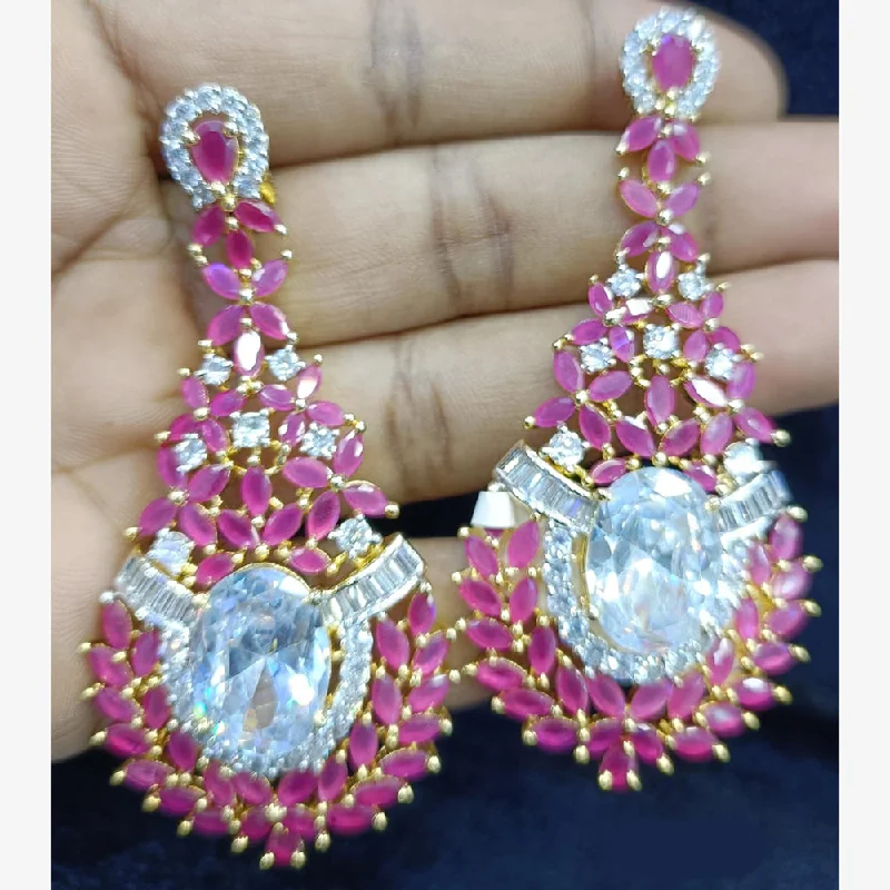 Trendy Hoop Earrings-Jain Jewellers Gold Plated Ad Stone Dangler Earrings