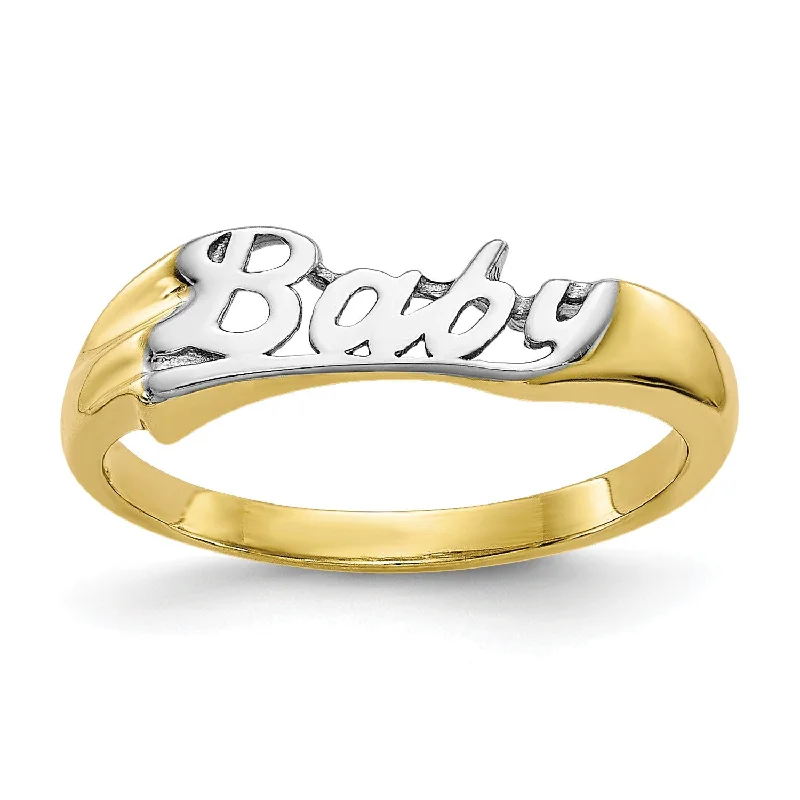 Custom Diamond Ring-10KT Yellow Gold With Rhodium Plating Childrens Ring; Size 3