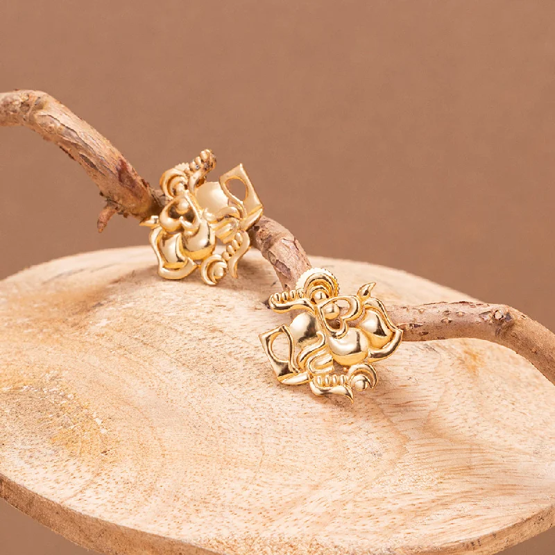 Flower Shaped Earrings-Gaurish Gold Plated Tribal Stud Earrings