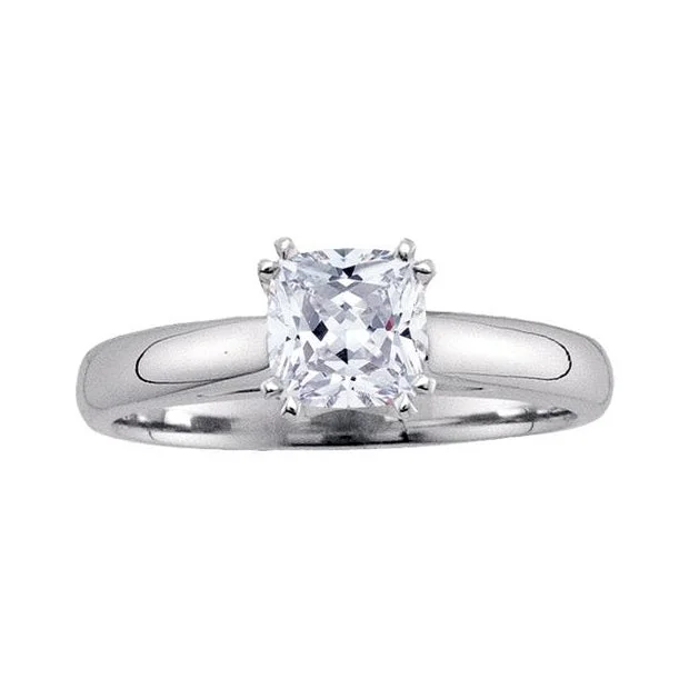 Unique Wedding Band Set-Royale 1 CTW Cushion Diamond Solitaire Engagement Ring in 14KT White Gold