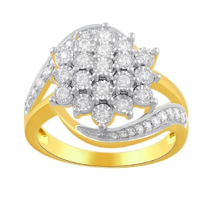 Heart-Shaped Engagement Ring-1/2 CTW Diamond Ring in 10KT Yellow Gold