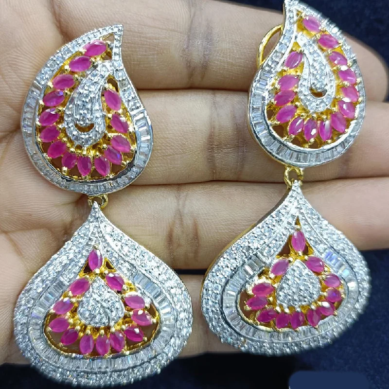 Diamond Dangle Earrings-Jain Jewellers Gold Plated Ad Stone Dangler Earrings