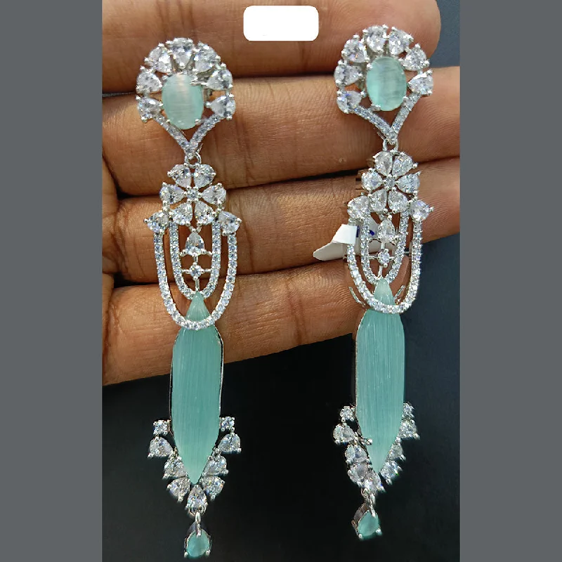 Funky Earrings-Jain Jewellers Silver Plated AD Dangler Earrings