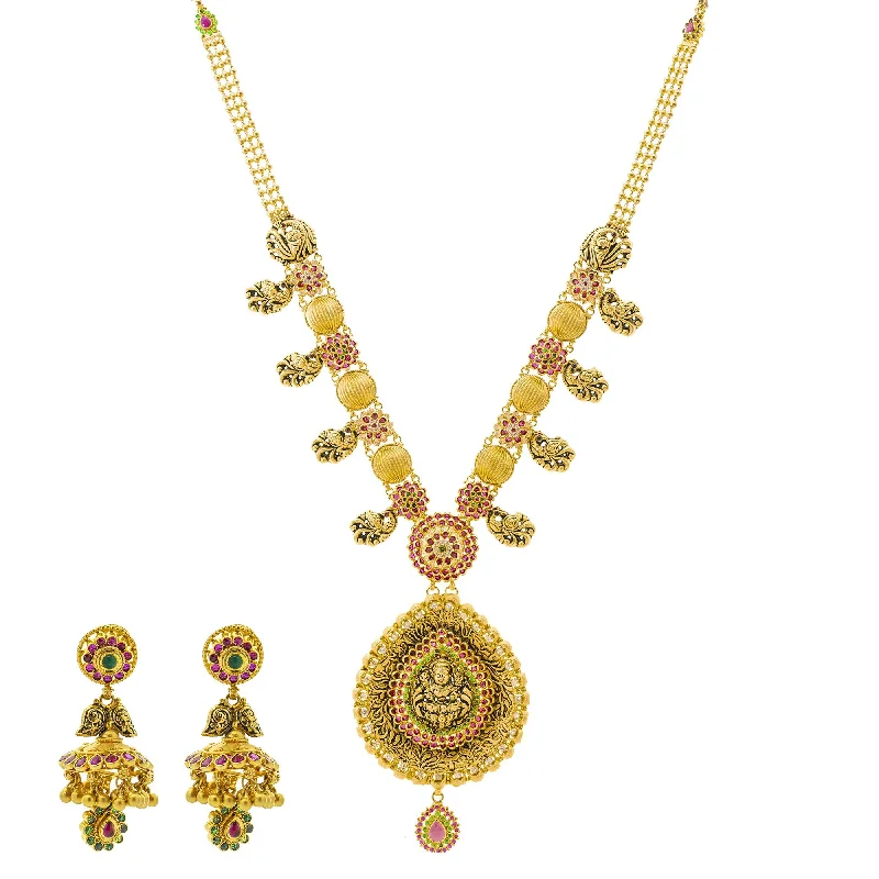 Artistic Statement Necklace-22K Gold Roshni Antique Jewelry Set