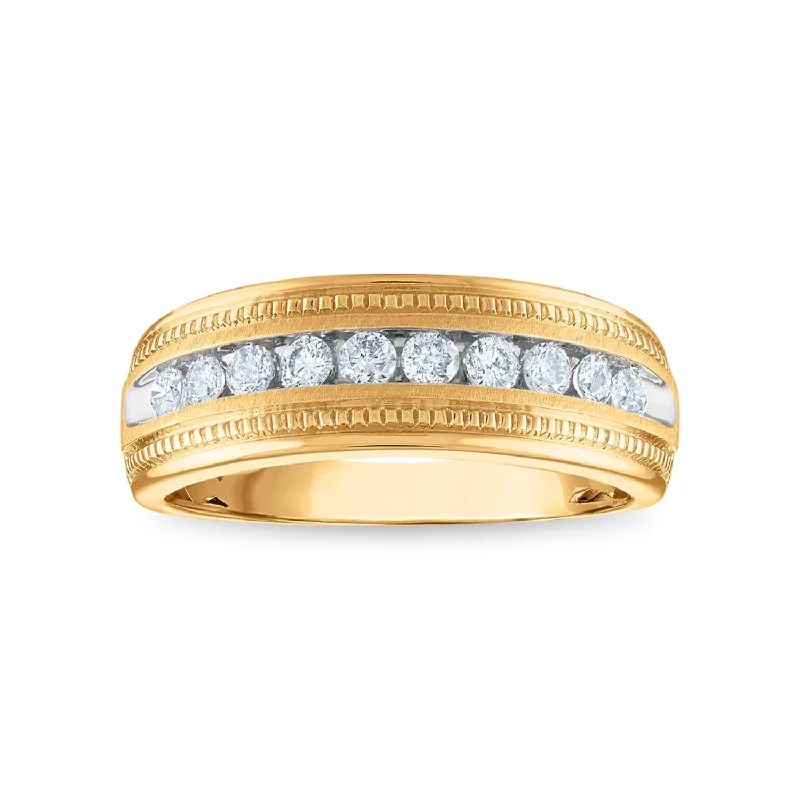 Two-Tone Engagement Ring-1/2 CTW Diamond Wedding Ring in 10KT Yellow Gold