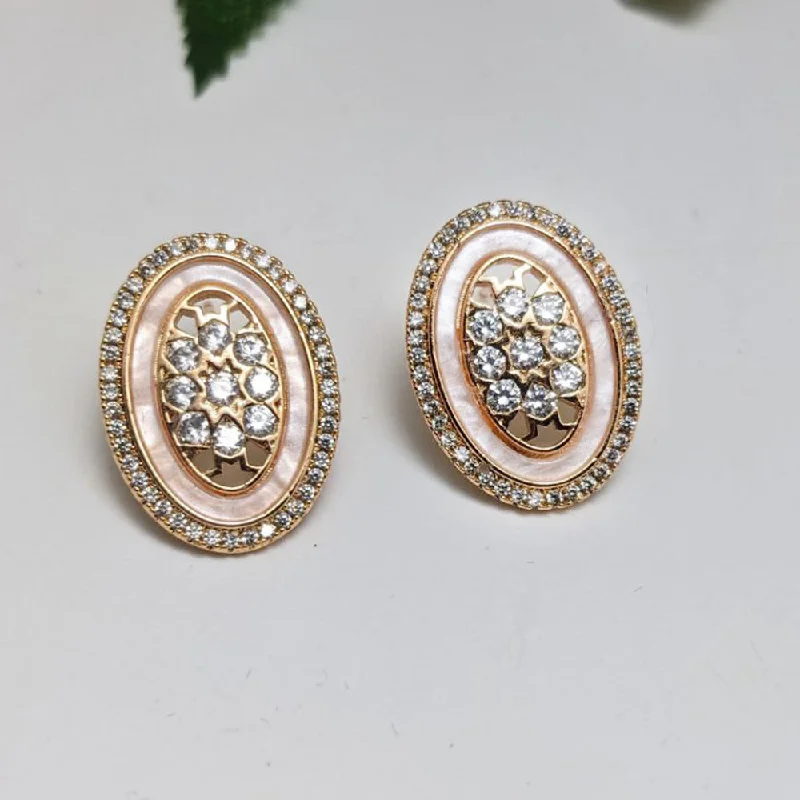 Gold Hoop Earrings-Aamrapali  Gold  Plated  American  Diamond  Stud   Earrings