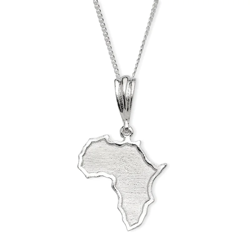 Sapphire Necklace-Large African Map .925 Sterling Silver Pendant Necklace