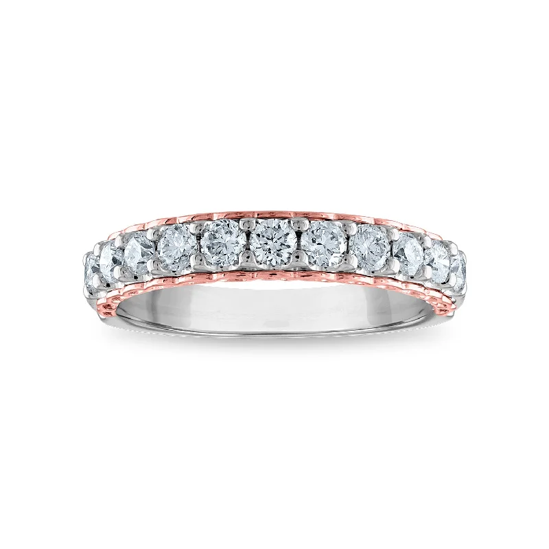 Large Ruby Ring-EcoLove 3/4 CTW Lab Grown Diamond Wedding Ring in 14KT White and Rose Gold