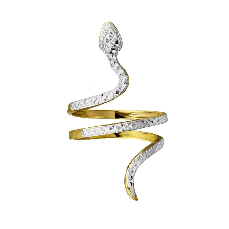 Adjustable Gold Ring-10KT Gold Two-Tone Snake Ring