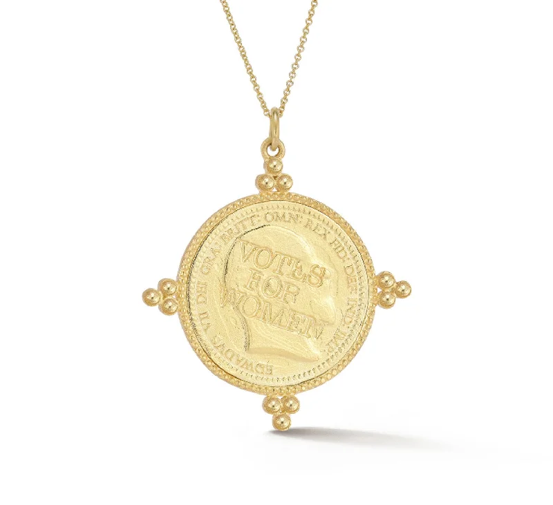 Custom Infinity Necklace-Suffragette ' Votes for Women' Gold Coin Charm