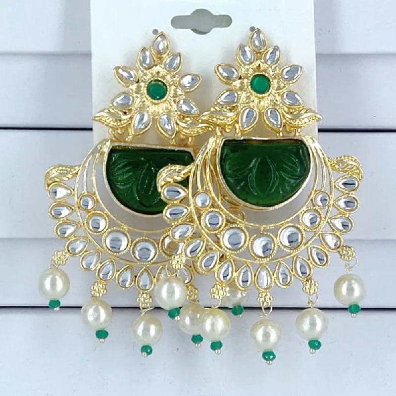 Elegant Gold Earrings-Corbeda Fashion Gold Plated Kundan And Pearl Dangler Earrings