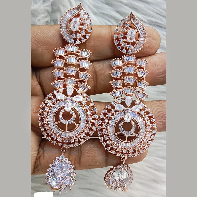 Luxurious Drop Earrings-Jain Jewellers Rose Gold Plated AD Dangler Earrings