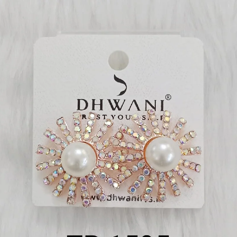 Enamel Earrings-Dhwani Rose Gold Plated Austrian Stone Studs Earrings