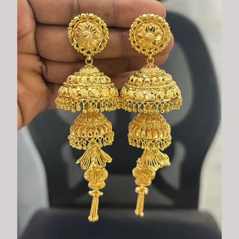 Long Silver Earrings-Pari Art Jewellery Gold Forming Jhumki Earrings