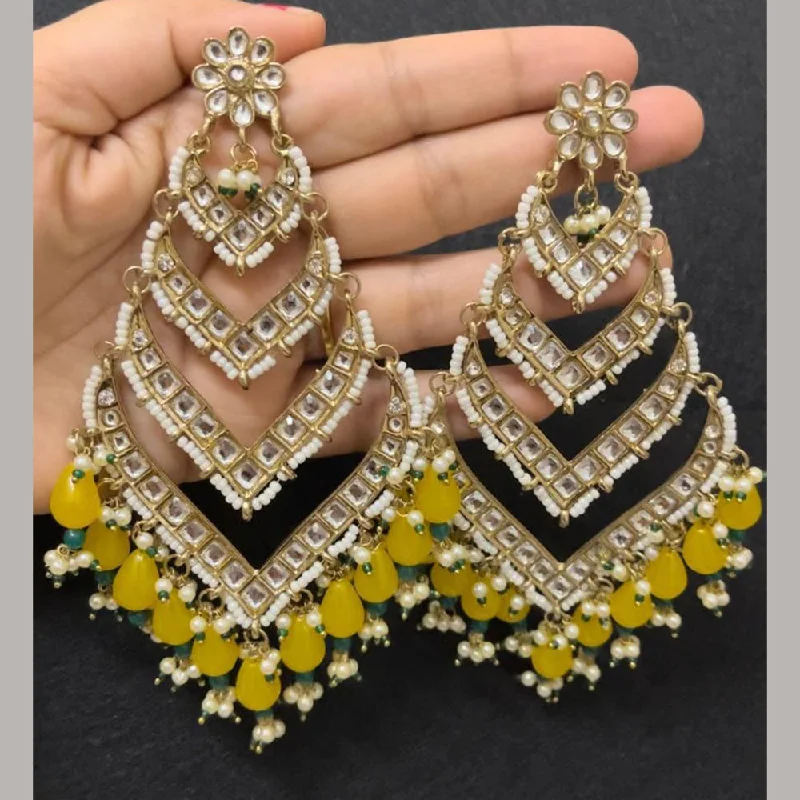 Casual Drop Earrings-ShringarStreet Gold Plated Kundan Stone And Pearl Dangler Earrings