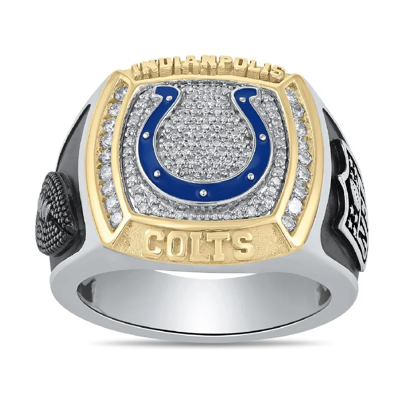 Vintage Diamond Ring-True Fans Fine Jewelry Indianapolis Colts 1/2 CTW Diamond Ring in Sterling Silver