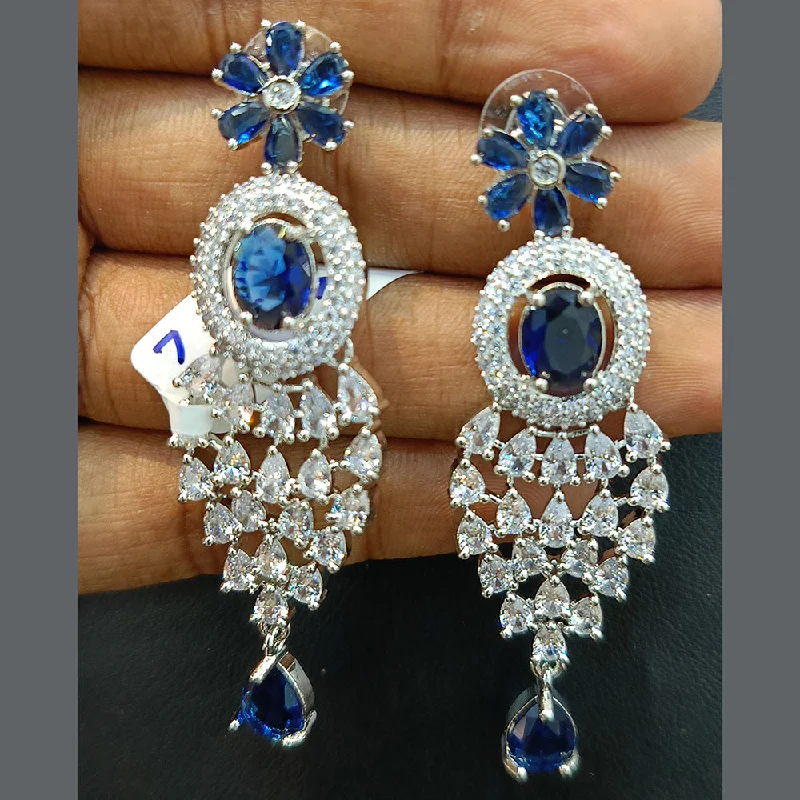 Unique Stud Earrings-Jain Jewellers Silver Plated AD Dangler Earrings