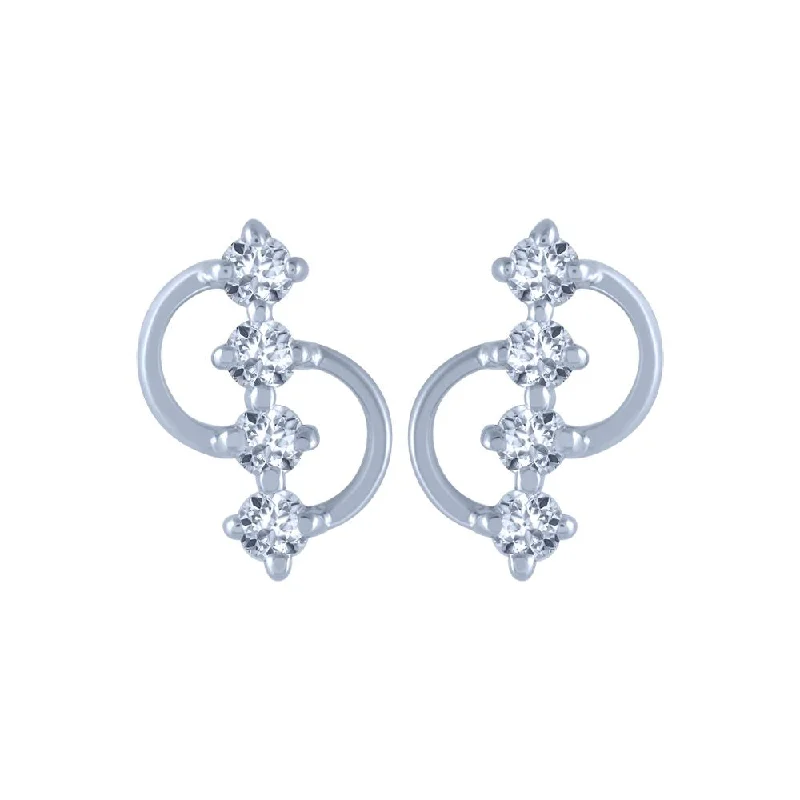 Geometric Earrings for Women-14k (585) White Gold And Diamond Stud Earrings For Women