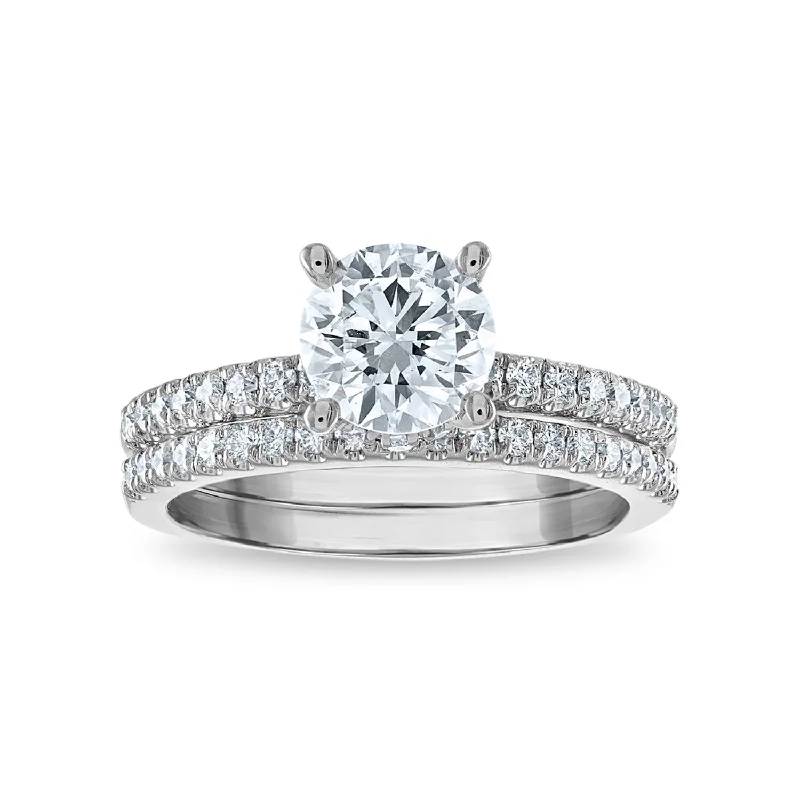 Wedding Ring with Diamonds-1-3/4 CTW Lab Grown Round Diamond Bridal Set in 14KT White Gold