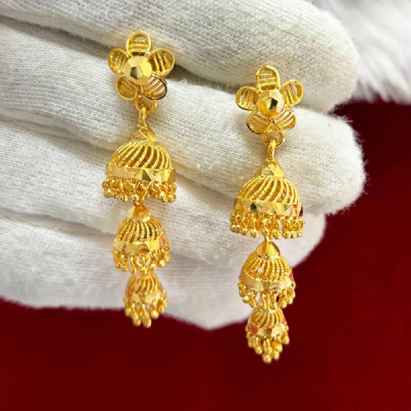 Custom Made Earrings-Pari Art Jewellery Forming Gold Jhumki Earrings