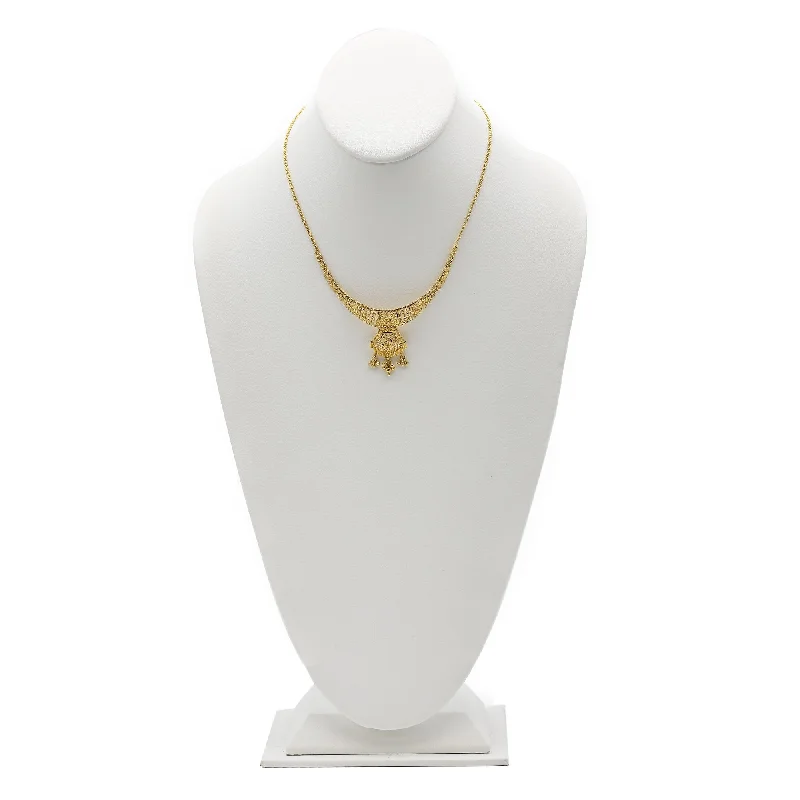 Lightweight Pendant Necklace-22K Gold Necklace and Earrings Set