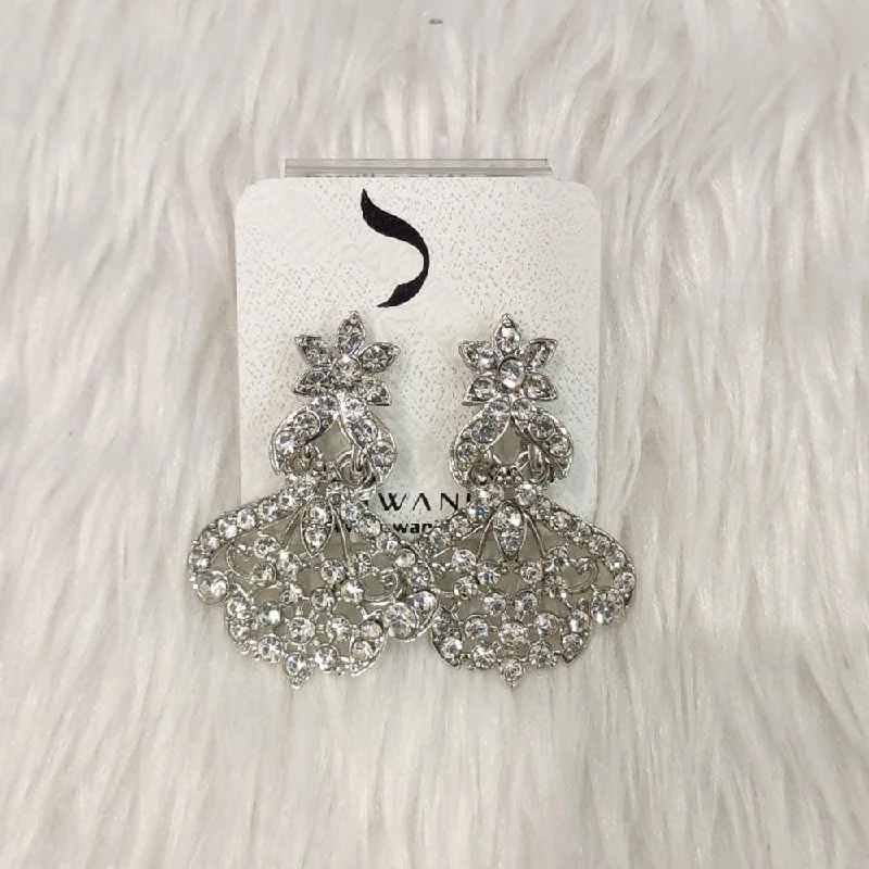 Elegant Wedding Earrings-Dhwani Silver Plated Austrian Stone Dangler Earrings