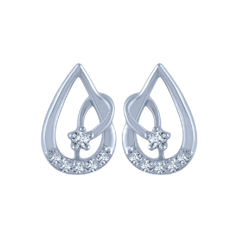 Diamond Dangle Earrings-14k (585) White Gold And Diamond Stud Earrings For Women