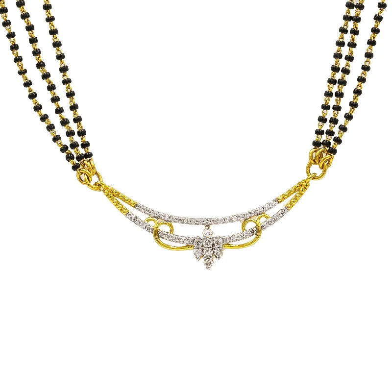 Silver Necklace with Charms-18K Yellow Gold Diamond Mangalsutra Necklace W/ 0.34ct VS-SI Diamonds