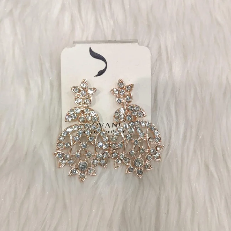 Luxury Crystal Earrings-Dhwani Rose Gold Plated Austrian Stone Dangler Earrings