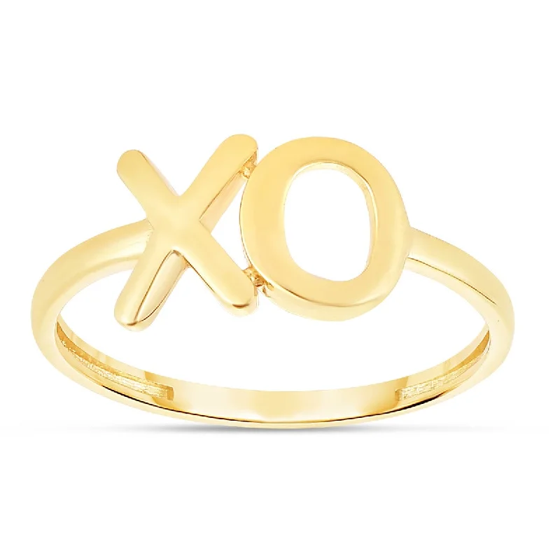 Handmade Promise Ring-Hug & Kiss Ring in 14K Yellow Gold