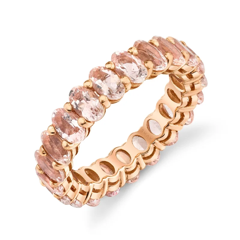 Rose Gold Promise Ring-READY TO SHIP SMALL MORGANITE OVAL ETERNITY BAND