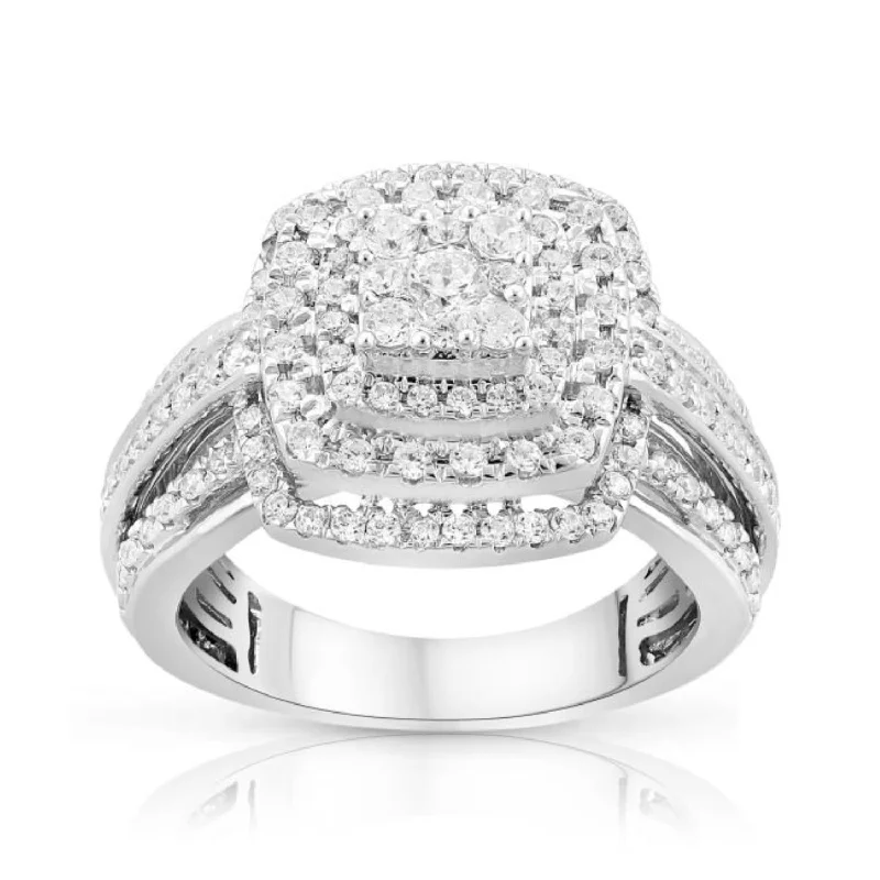 Unique Gemstone Ring-1 CTW Diamond Engagement Ring in 10KT White Gold